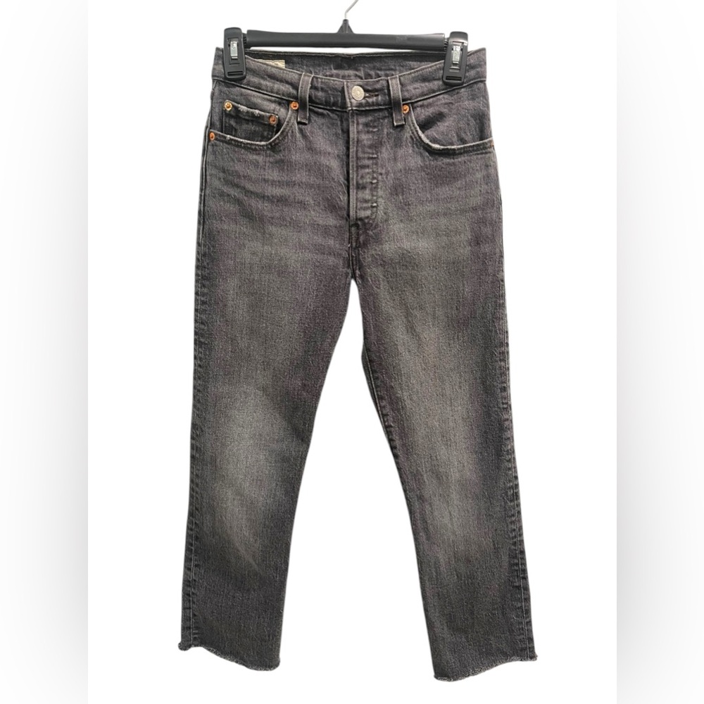 Levi’s 501 Hi-Rise Button Fly Fray Hem Jeans Gray Women’s 24 - Picture 2 of 16